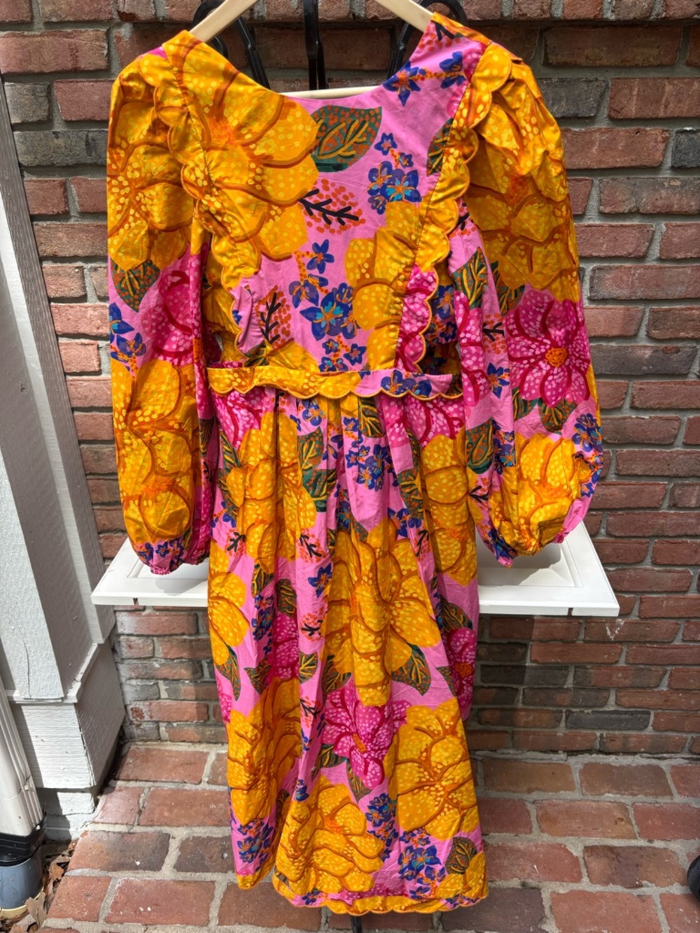 FARM Vibrant Pink & Yellow Floral Ruffle Dress